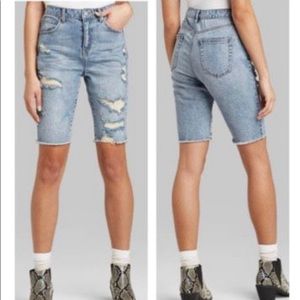 High waisted distressed jean shorts, size 16